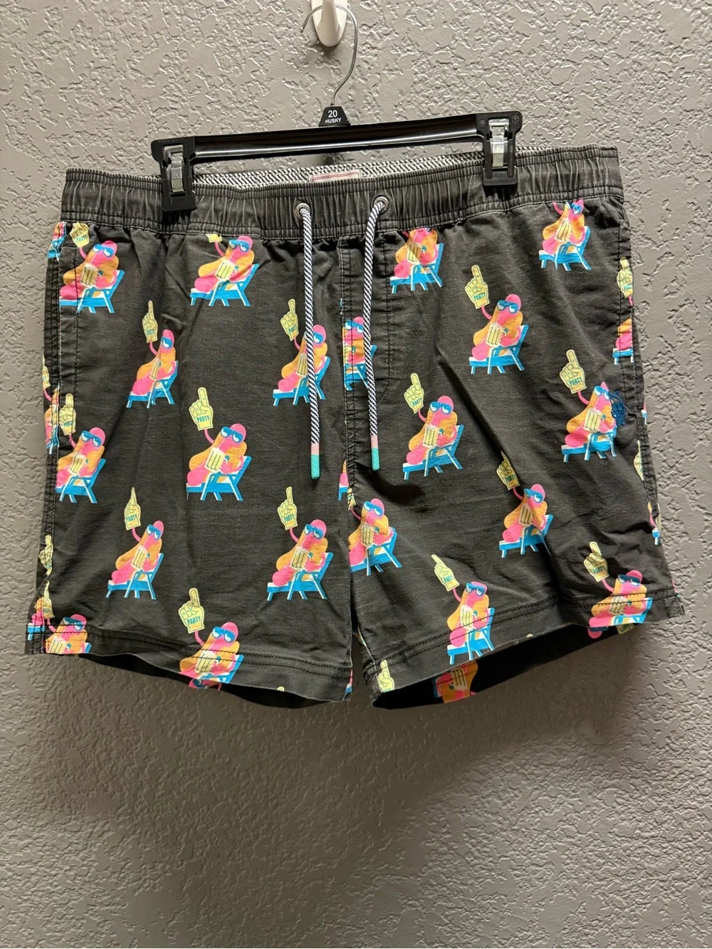 Men's Party Pants Black Shorts with Tropical Print